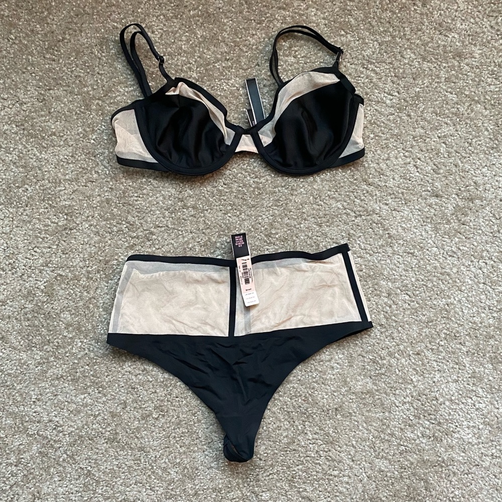 Victoria’s Secret “designer” high waisted mesh and smooth thong panty